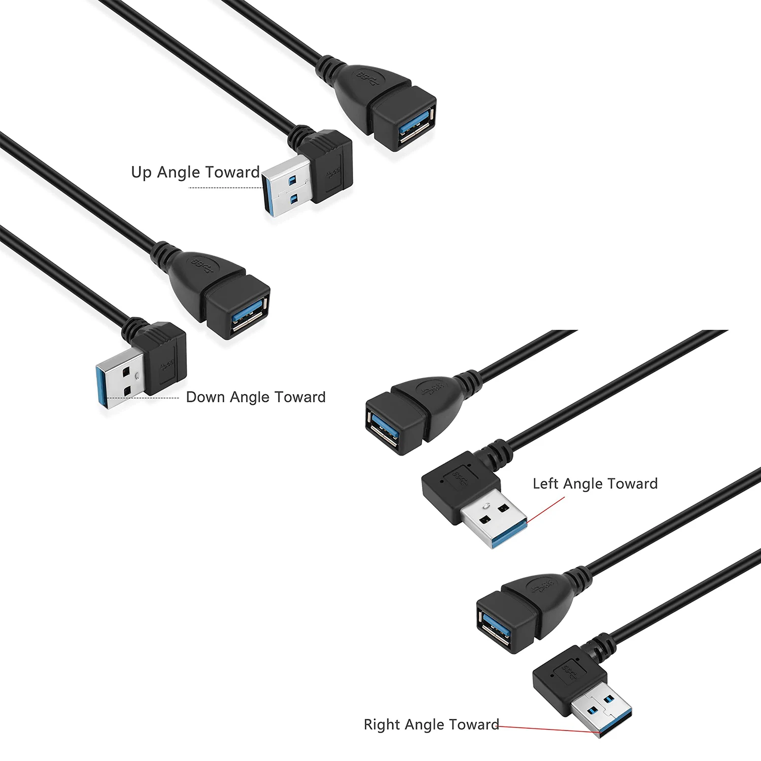 

Nku 90 Degree USB 3.0 Type A Male To Female Extension Cable Data Transfer Extender Cable for Computer USB Flash Drive/Hard Drive