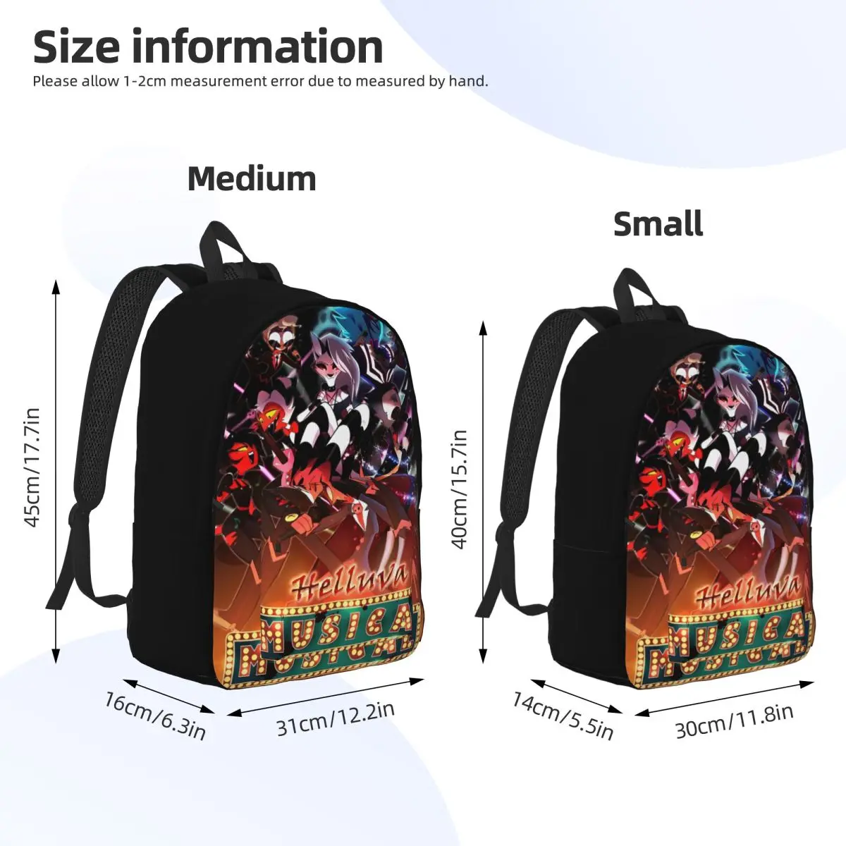 Черный комедийный рюкзак H-Helluva-Boss для мужчин и женщин крутой студенческий пешего