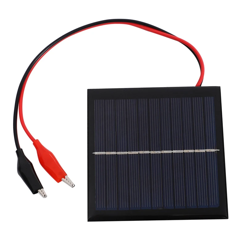 

1W 5.5V Solar Cell Epoxy Polycrystalline Solar Panel+Clip For Charging 3.7V Battery System Toy LED Light Study 95X95mm