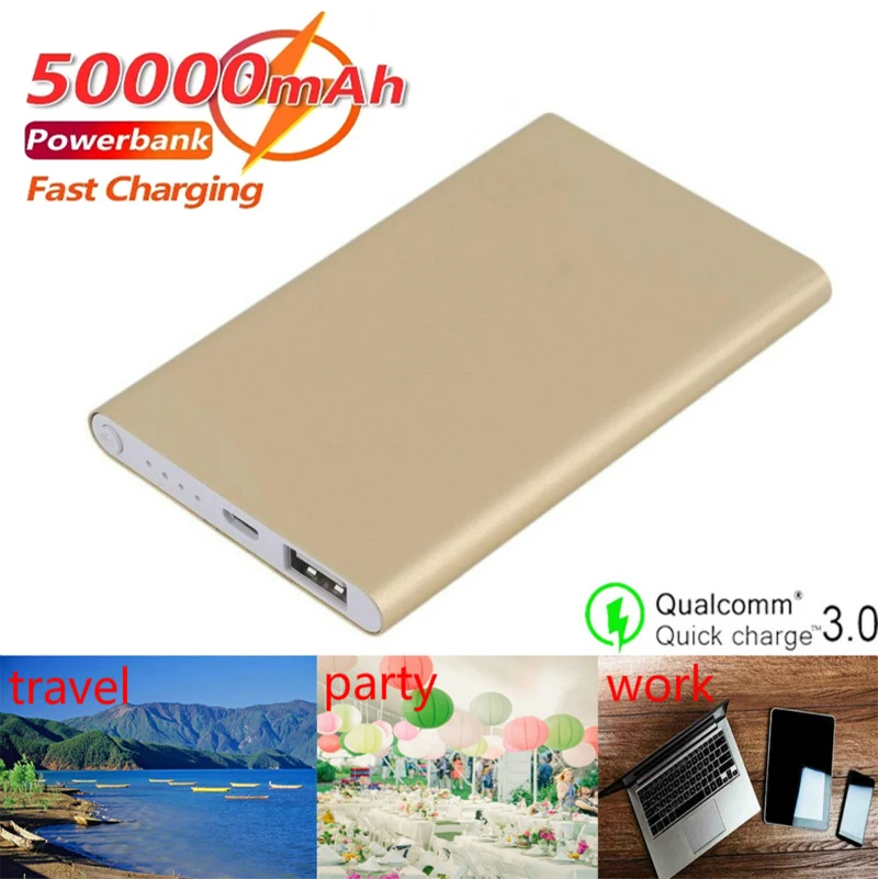 50000mah ultra thin power bank portable charger external battery usb mobile power powerbank charger for xiaomi samsung iphone free global shipping