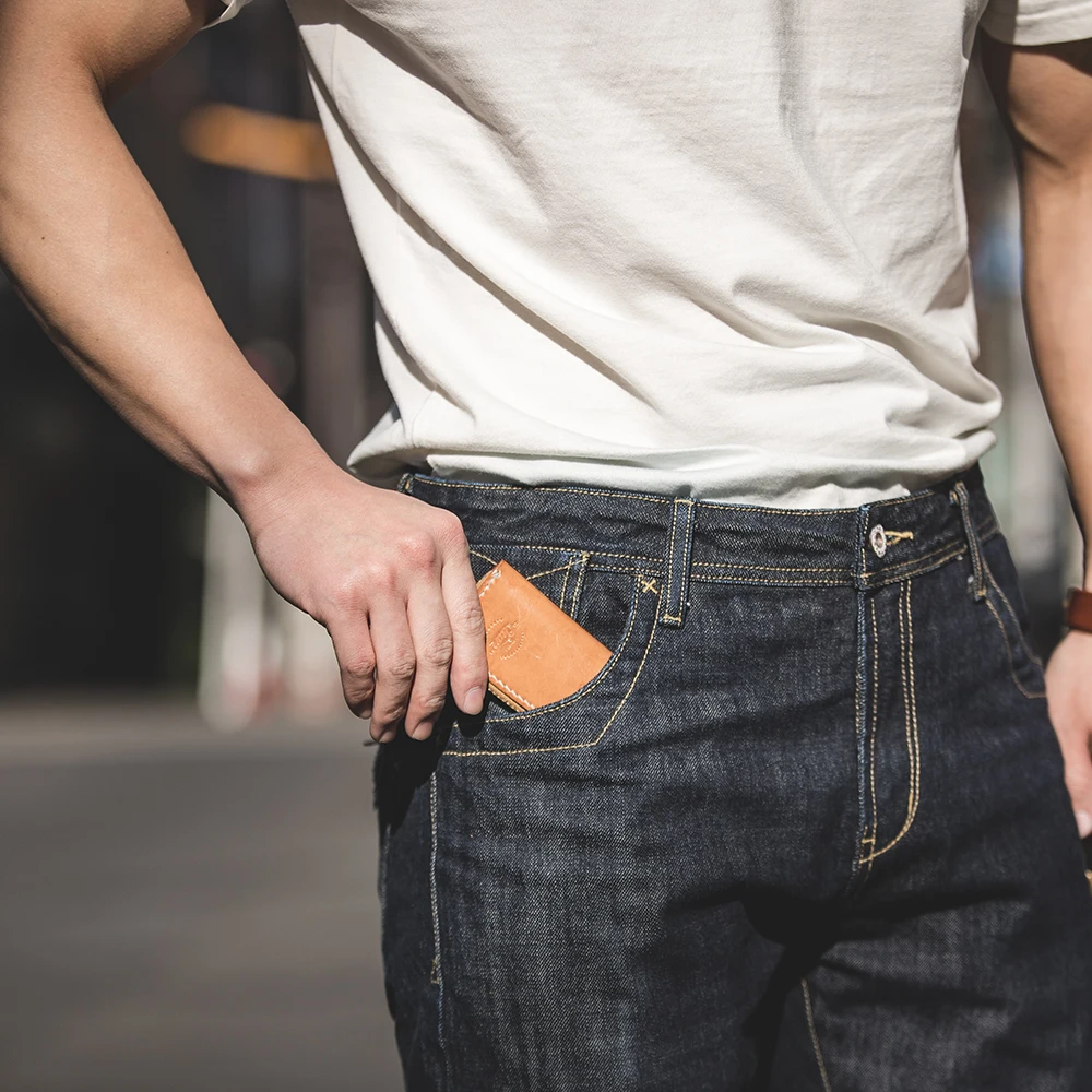 Винтажные тяжелые мужские джинсы Maden эластичные прямые брюки из денима с красной