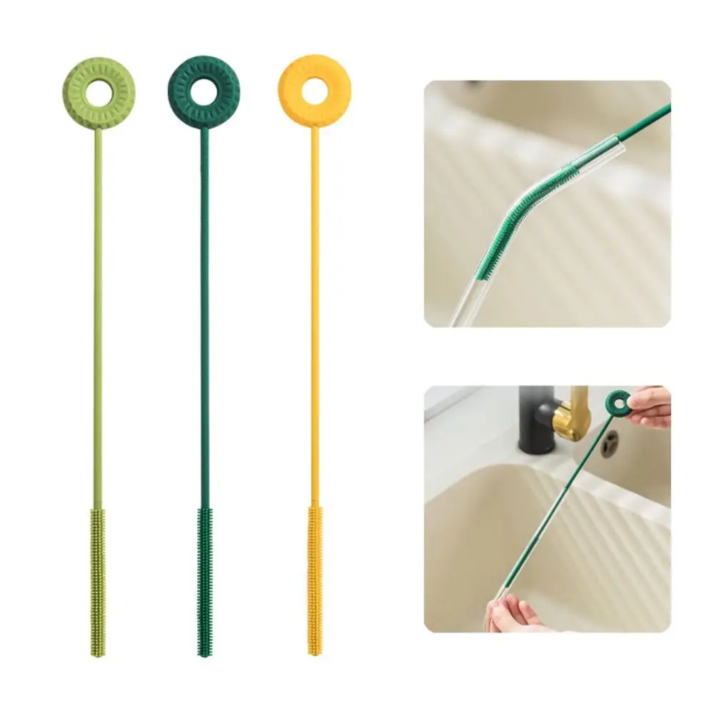 

Not Hurt the Straw Straw Cleaning Brush Silicone Soft Hair Straw Brush Reusable Long Circular Drinking Straw Cleaner Straws