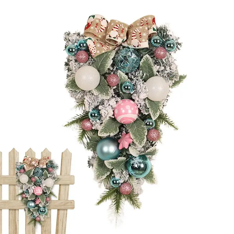 

Christmas Swag PVC Christmas Decorations Teardrop Wreath Christmas Wreath Pendant For Holiday Wall Front Door Hanging Decor Home