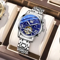 mens watches business steel band automatic mechanical watches multifunctional hollow waterproof mens watches wholesale