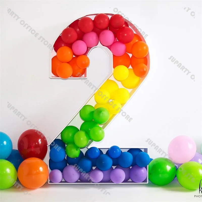

73cm Mosaic Number DIY Balloon Filling Box Baby Shower Anniversary Birthday Party Supplies Balloon Frame Stand Organic Decor