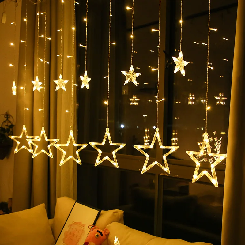 Christmas Lights LED Icicle Star Moon Lamp Fairy Lights Curtain Lights Christmas Decor for Home Festoon Led Light Wedding Deco