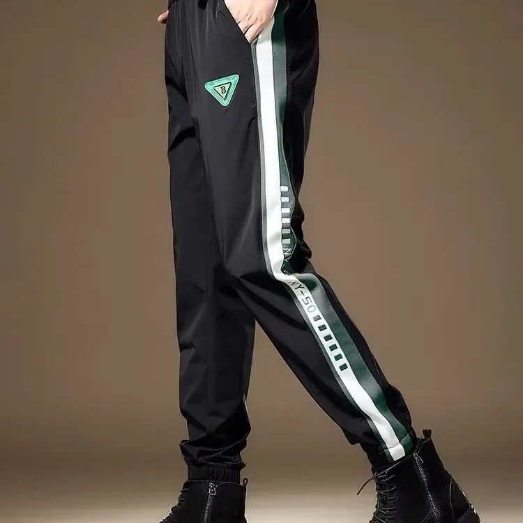 Модные брендовые мужские повседневные брюки свободные спортивные в черную