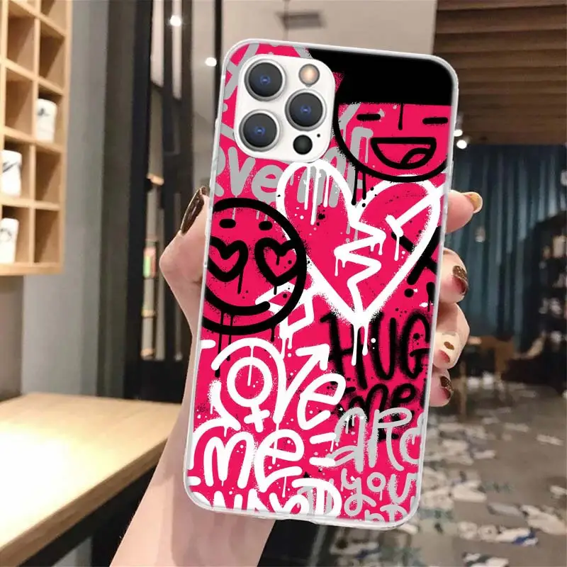 Фото Модный чехол для телефона с граффити для iPhone 13 12 Mini 11 Pro X XR XS Max 8 7 Plus SE 2020 6 + 6S 5 5S, чехол с рисунком №4