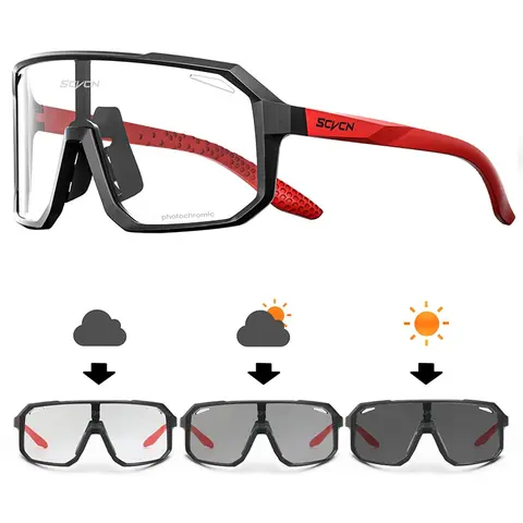 Велосипедные фотохромные солнцезащитные очки, цвет черный/черно-красный, UV400, SCVCN