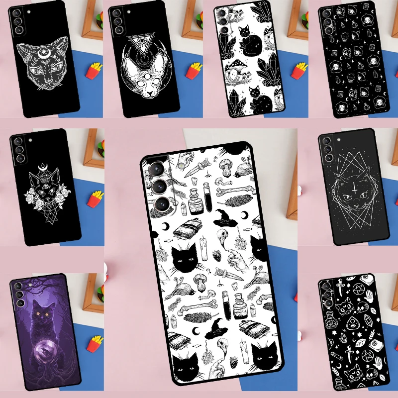 Чехол Witchcraft Witch Cat для Samsung Galaxy S22 S23 Ultra S21 S20 FE S9 S10 S22 S23 Plus Note 10 Note 20 Ultra