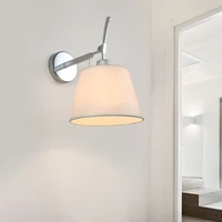 tolomeo shaded wall light e27 silver wall light holder fabric lampshade stainless steel bracket eye care reading light