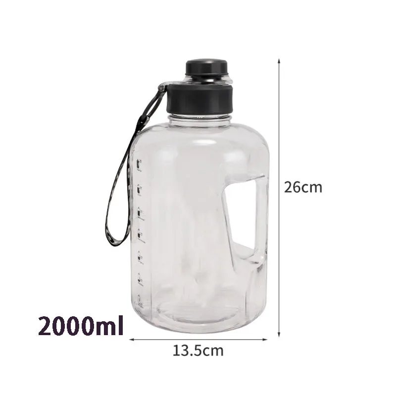 

2L Large Capacity Water Bottle Kettle Portable Gradient Sports Fitness Plastic Ton Barrel Trend Fashion Personality Outdoor