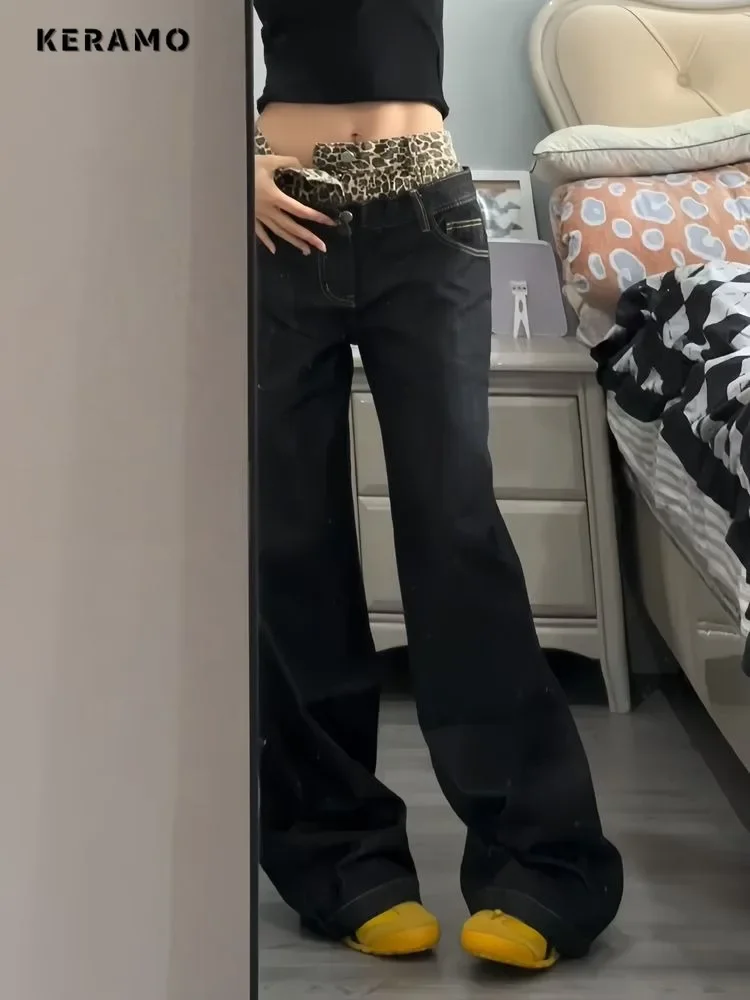 Облегающие джинсы Harajuku Y2K с высокой талией лето 2024 облегающие леопардовые брюки в