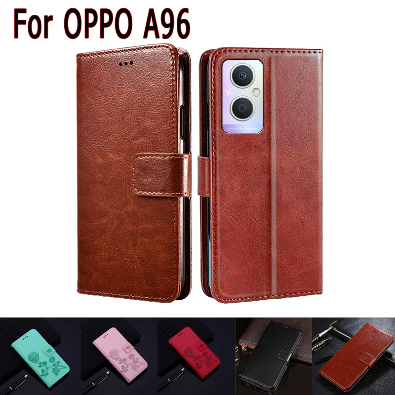 

OppoA96 Cover For OPPO A96 Case PFUM10 Magnetic Card Flip Wallet Leather Phone Protective Etui Book For OPPO A 96 Case Coque Bag