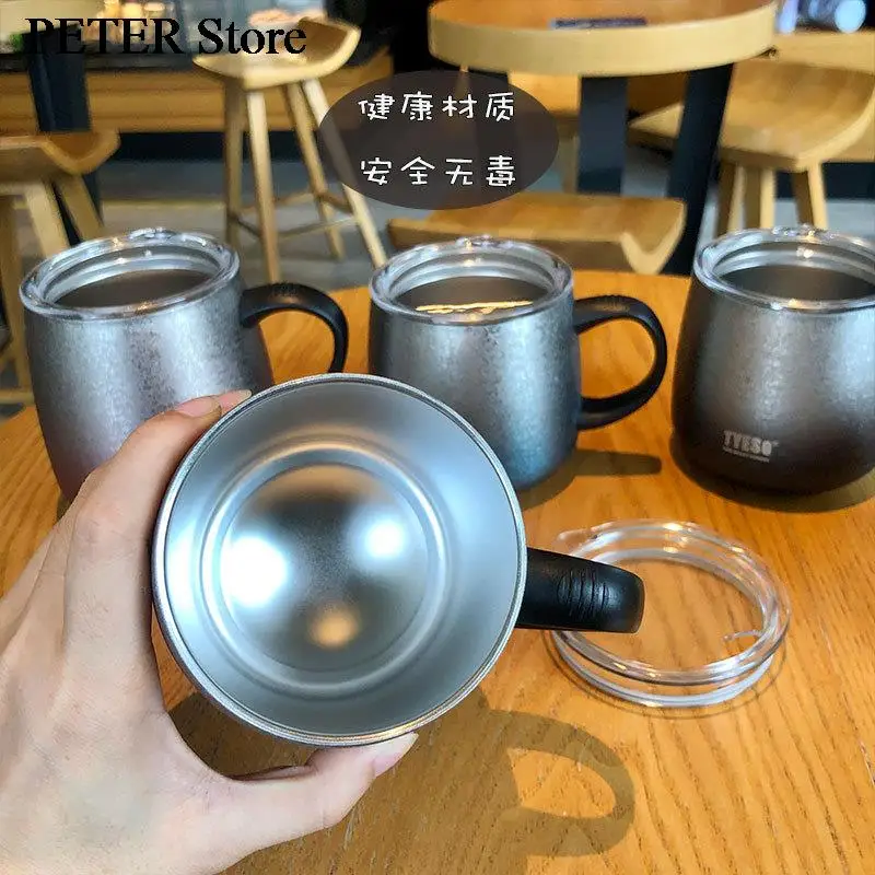 

Thickened Water Mug Anti-scalding Double-layer Beer Tea Juice Drinking Cup Handle Portable Kitchen Accessories Stainless Steel
