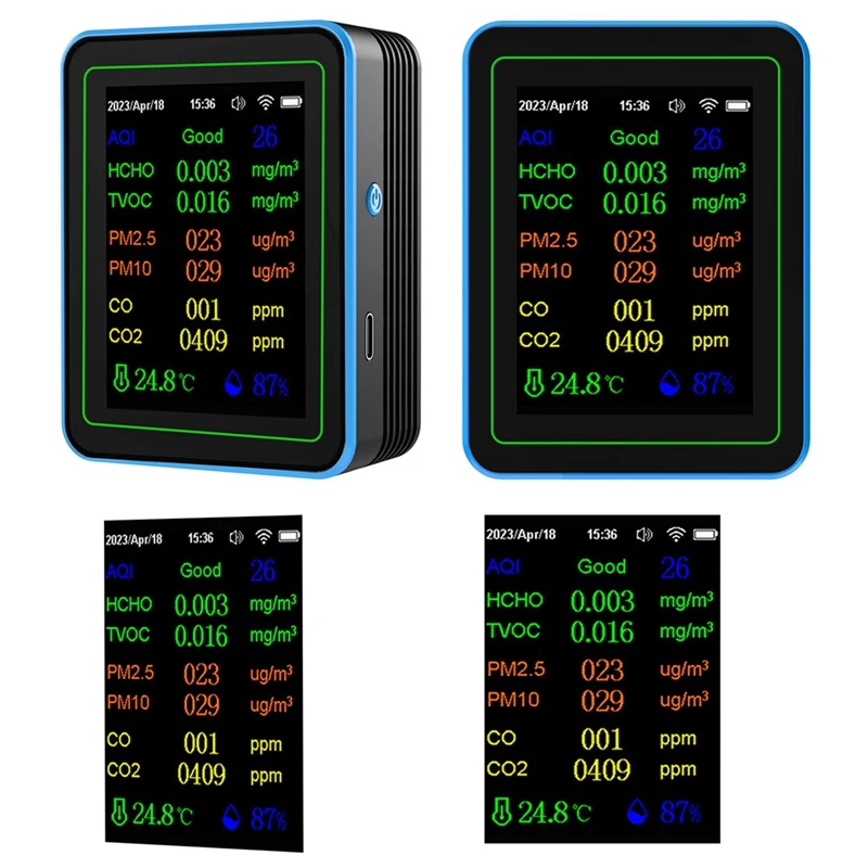 Wifi 12 в 1 монитор качества воздуха Tuya многофункциональный PM2.5 AQI PM1O HCHO TVOC CO CO2 экран