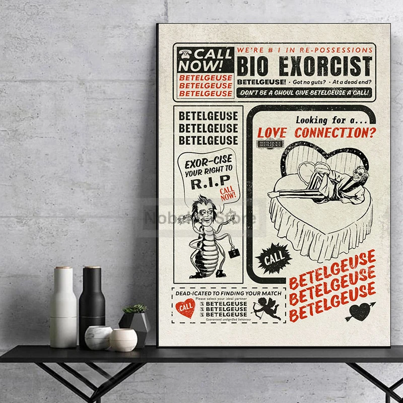 2024 популярные фэнтезийные волшебные фильмы Beetlejuice печать плакатов холст