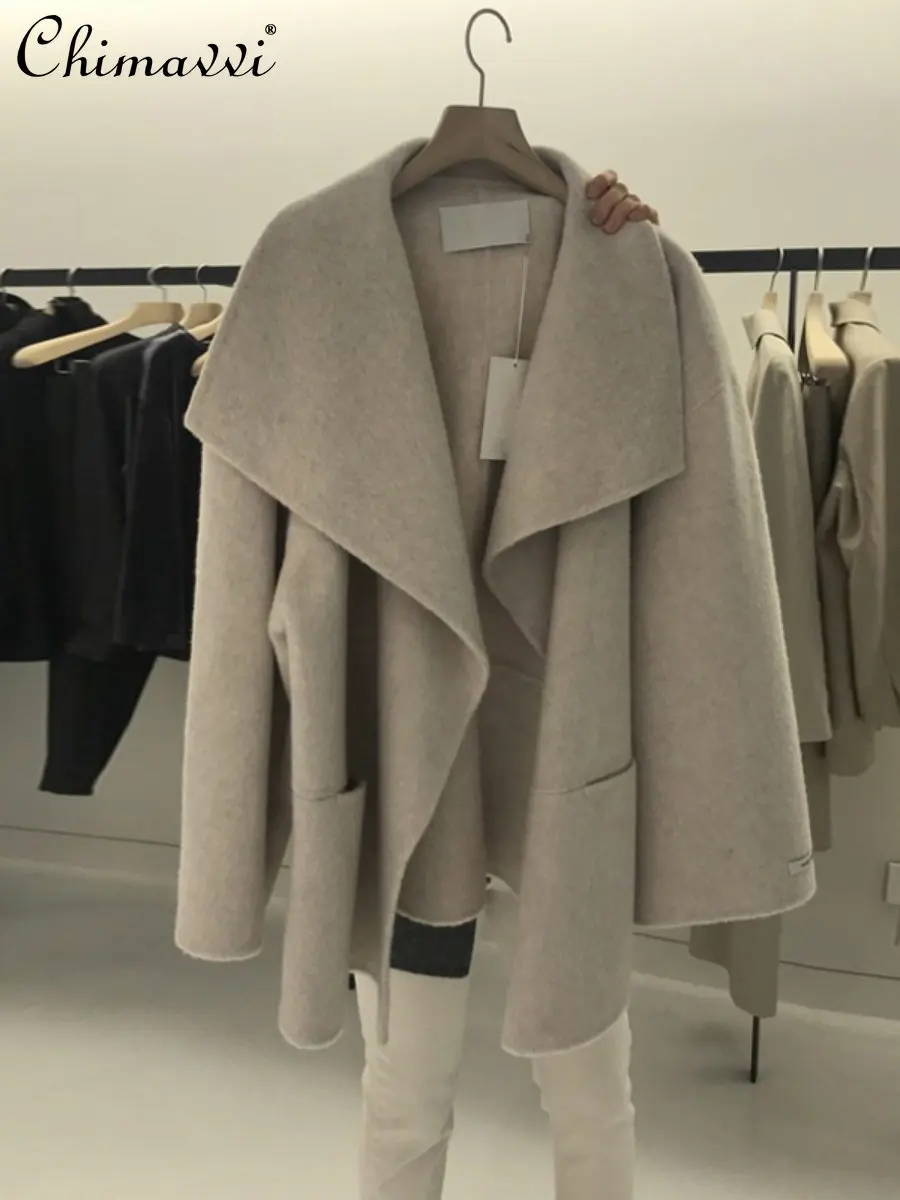 

Hepburn Style Woolen Coat for Women 2022 Autumn Winter New Korean Style Fashion Loose All-Matching Graceful Casual Jacket