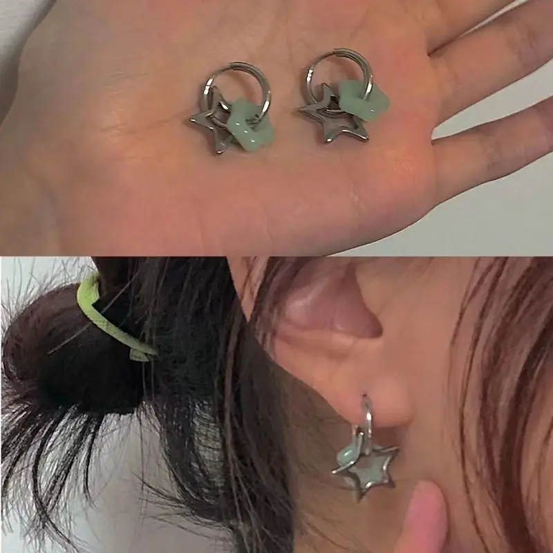 

Y2k Fashion Korea Pentagonal Star Stud Earrings For Women Girl New Gothic Y2k Punk Design Earrings Removable Simple Earring New