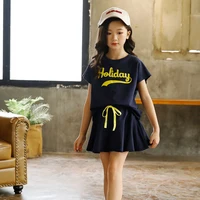 New Summer Girl Sports Clothing Set Baby Short Sleeve T-shirts +skirt Pants 2pc Children Trendy Outfits Girls Clothes