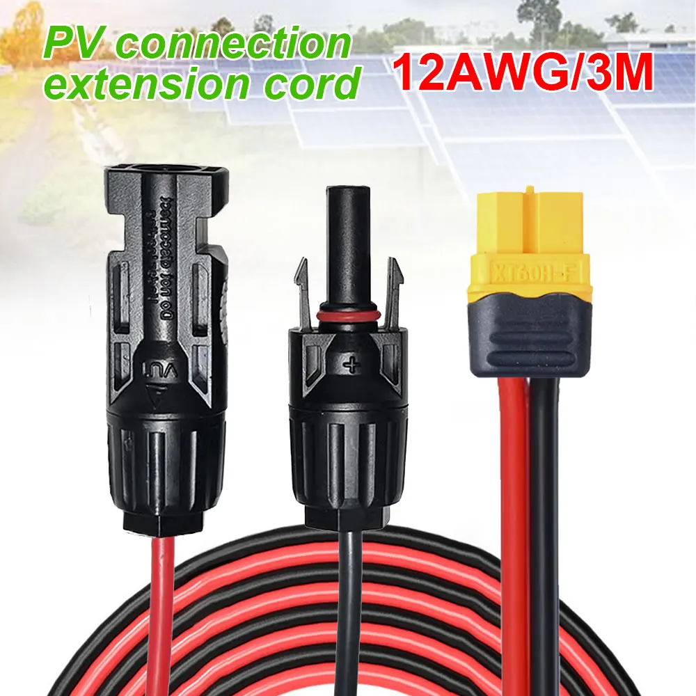 Адаптер 12AWG XT60 для солнечной панели Штекерный разъем Удлинительный зарядный
