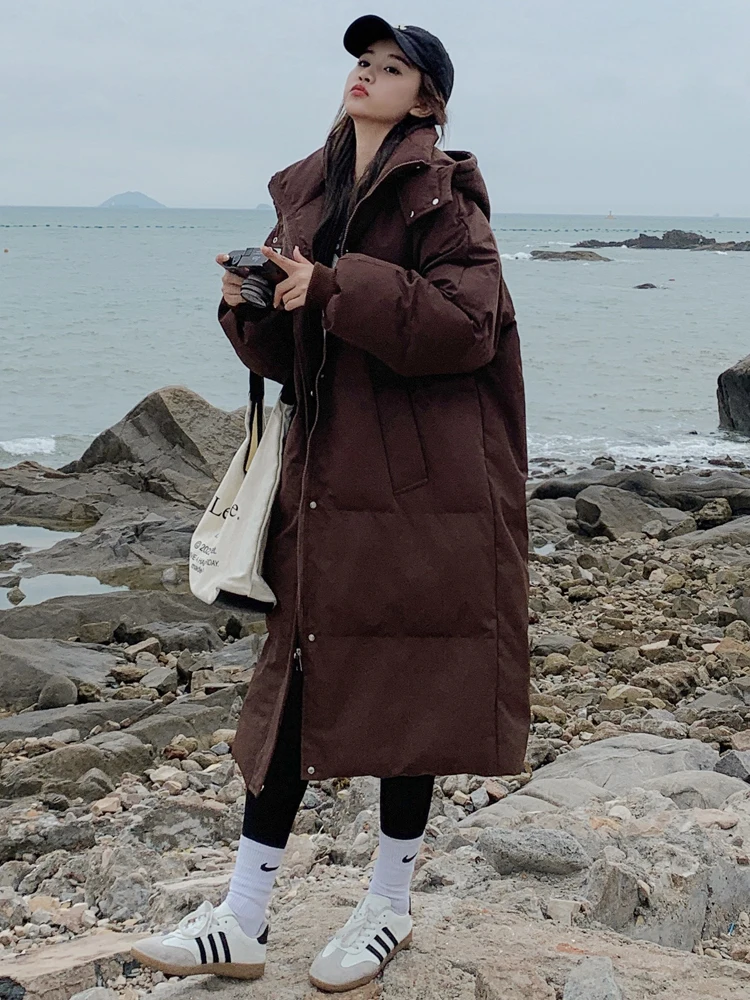 Пуховик кофейного цвета с хлопковой подкладкой женская зимняя одежда 2024 новая