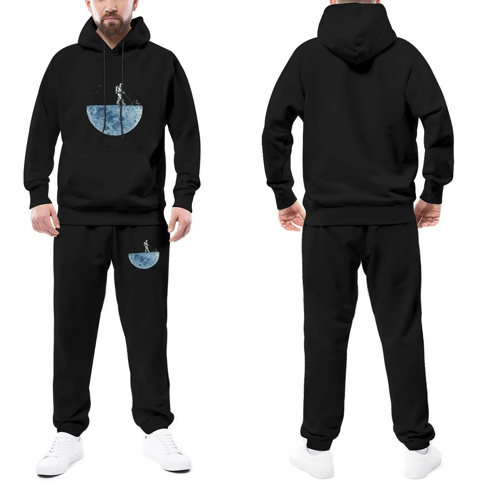 

Tracksuits Mown Moon Hooded Set Space Hooded Set Oversized Fashion Jogging Suit Men Street Style Sweatsuits Birthday Gift