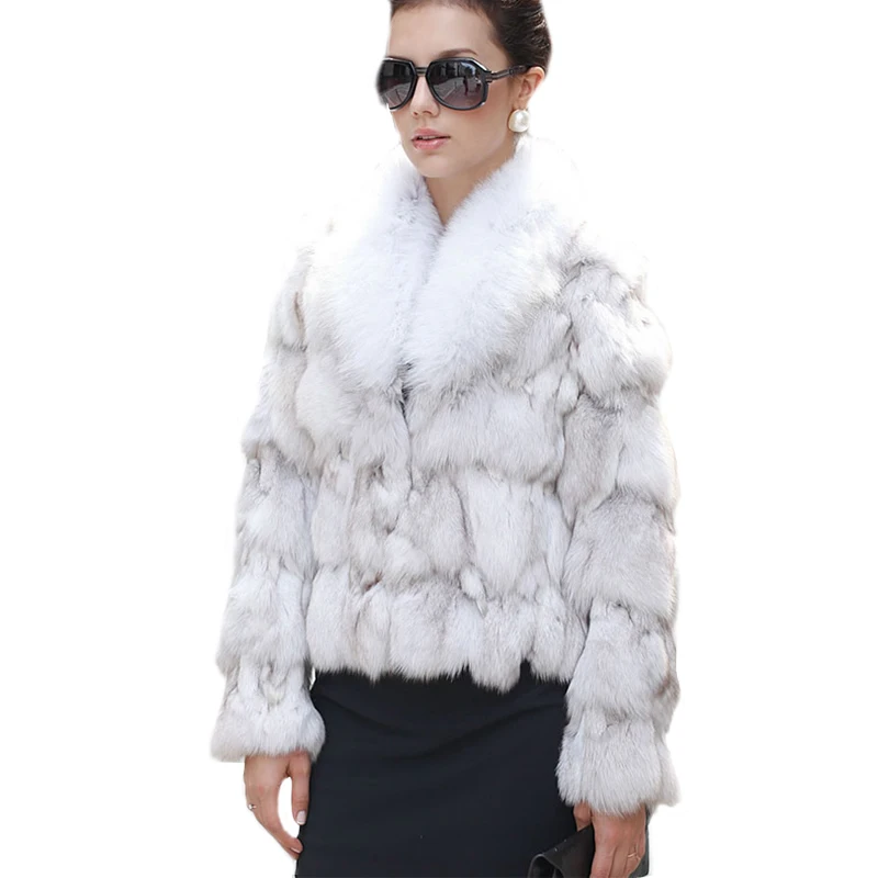 Женская Шуба из натурального меха норки Роскошная Красной лисы спереди наряд