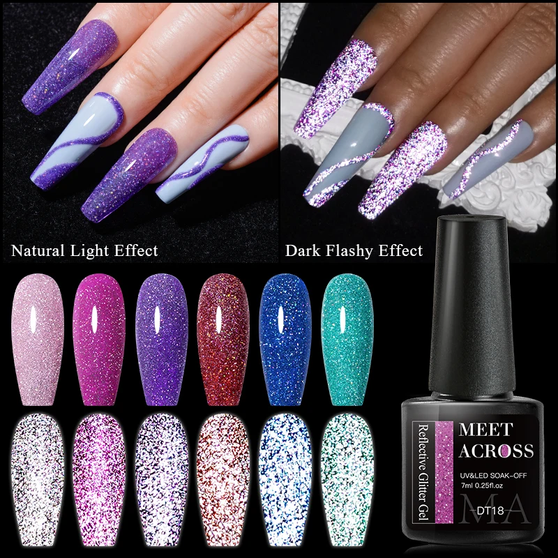 

7ml Colorful Reflective Glitter Gel Nail Polish Winter Color Sparkling Sequins Soak Off UV LED Varnish Nail Art Decoration