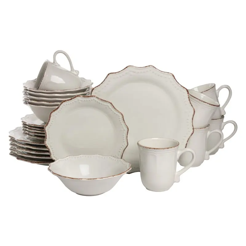 

Oxford 24 Piece Stoneware Dinnerware Set, Cream