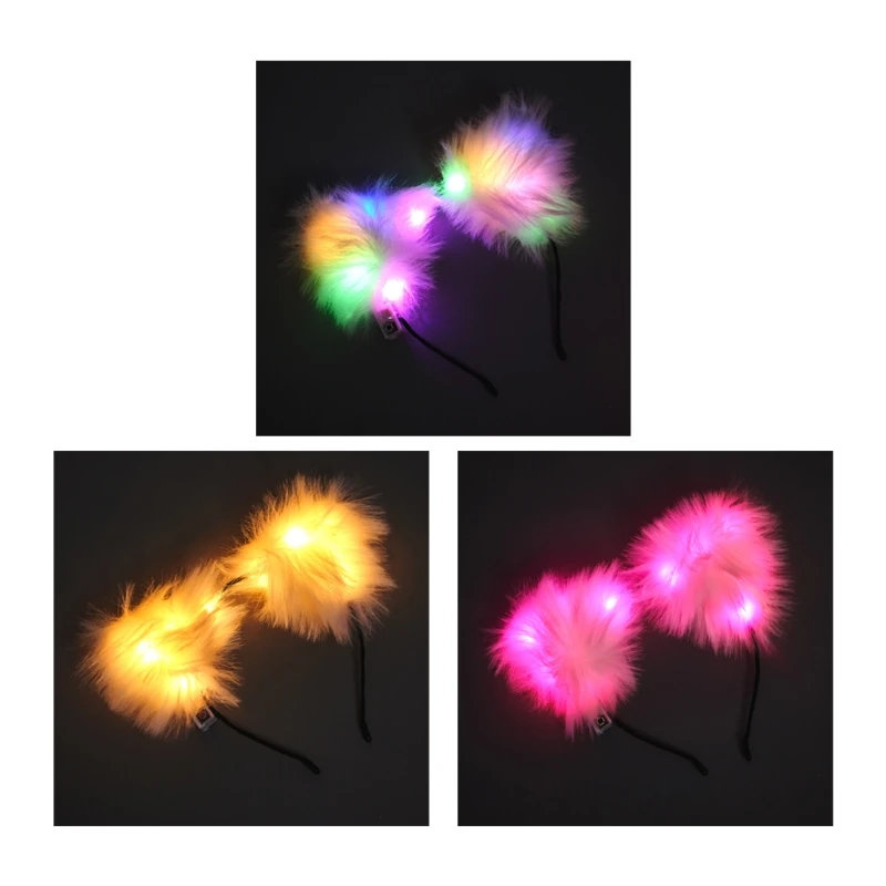 

Cute Animals Glowing Ears Durable Hair Hoop Women Headband Makeup Hair Supplies