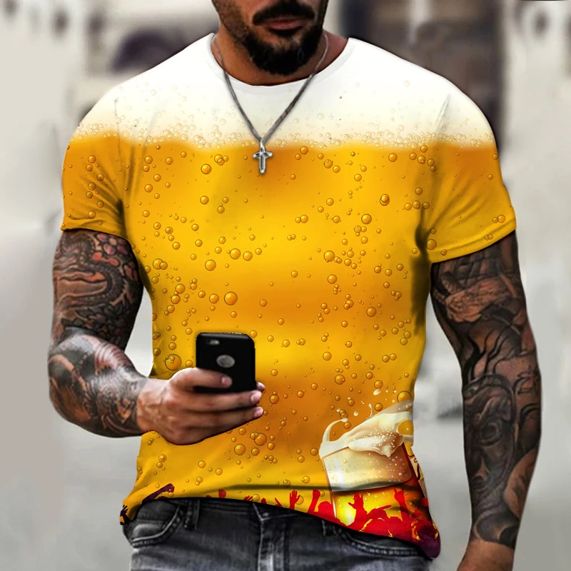 

Summer Men Beer T Shirt Cheers to beer 3D Print Short Sleeve Top Men's clothing Streetwear Oversized Vintage t-shirt Clothes