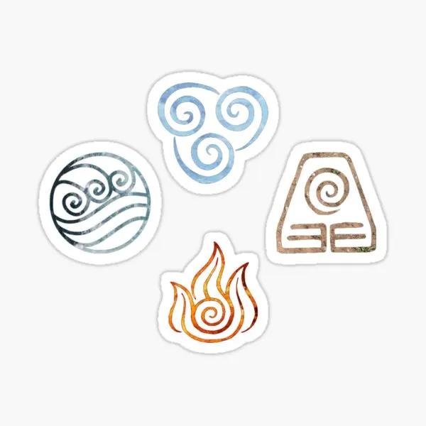 

The Four Elements Avatar Symbols 5PCS Stickers for Kid Wall Home Water Bottles Luggage Background Cartoon Car Laptop Anime