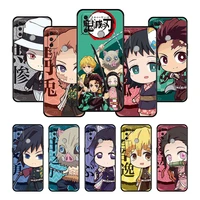 demon slayer cute cell case for oppo a15 a53 a93 a9 a5 a74 a16 a12 a31 a3s 2020 a12e f19 a54 a95 a5s a16s a32 a15s black luxury