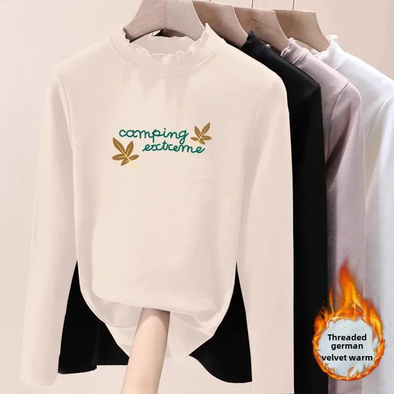 Женская футболка-поло с длинным рукавом принтом