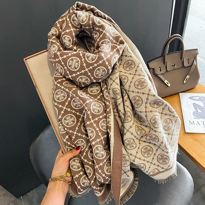 Новый дизайн роскошный теплый кашемировый шарф для женщин зимние дизайнерские