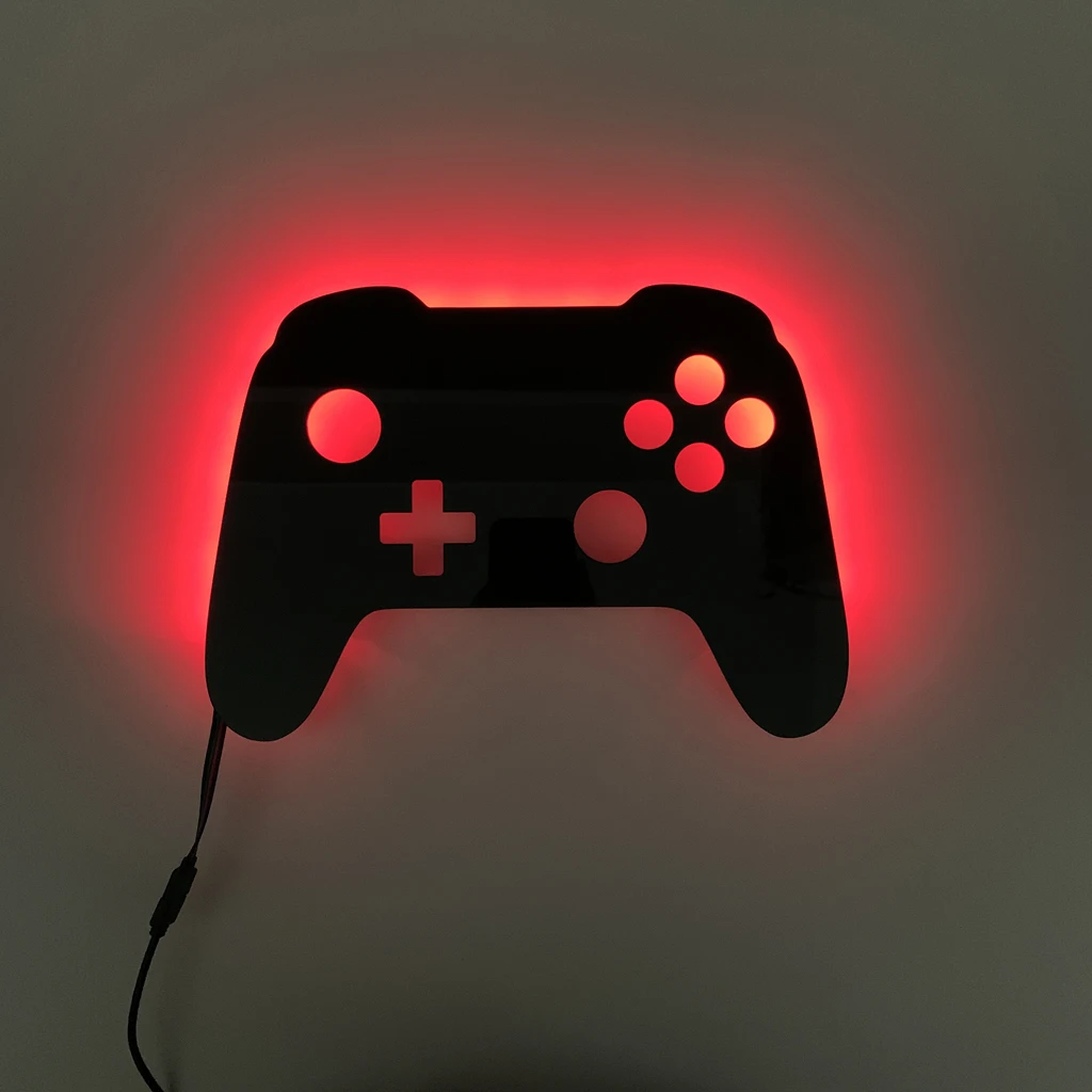 Wall Decor Game Pad Silhouette Light for Home Decoration Night Light Rgb Color Changing Gaming Room Black Wall Lamp Gamepad