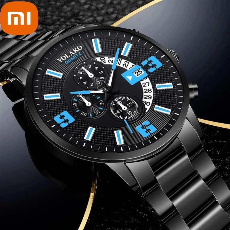 

Часы наручные XIAOMI Мужские кварцевые, деловые повседневные, из нержавеющей стали, с календарем