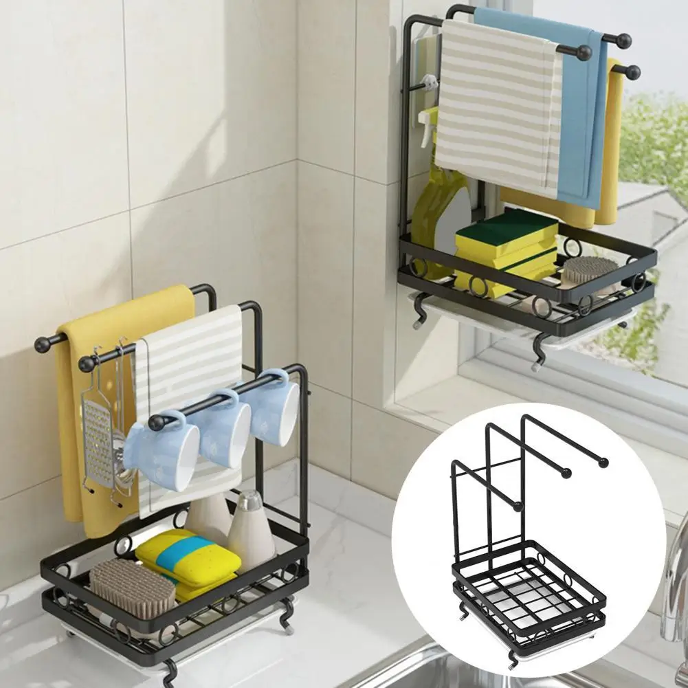 

Storage Holders Racks Waterproof Drainer Rack Strong Bearing Capacity Carbon Steel Wall Mounted Multifunctional Storage Holder