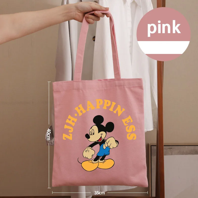 Фото Холщовая сумка Disney Anime Macaron Colors с Микки Маусом, многофункциональная сумка для хранения для девочек, для телефона, чашки, зонта, для поездок на работу №2
