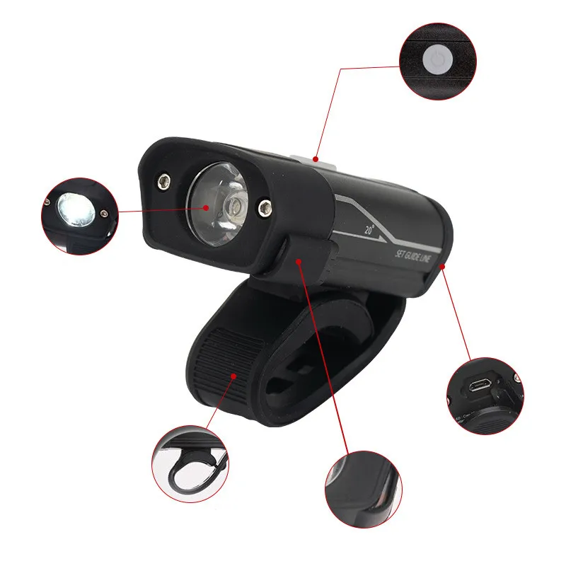 

Fonoun USB Bike Light Double Waterproof Recharge Simple Loading 5 Mode High Lamp Bead FNB78