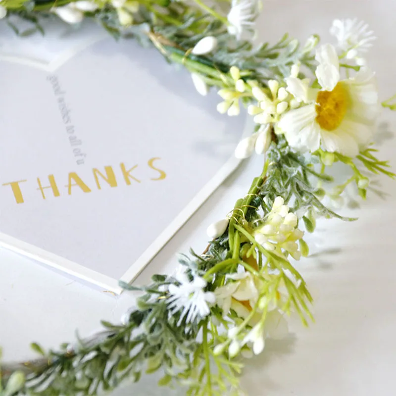 

Simulated Flower Daisy Wreath Wedding Bride Headdress Flower Girls Accessories Decoration Photo Props Forest Pastoral Style