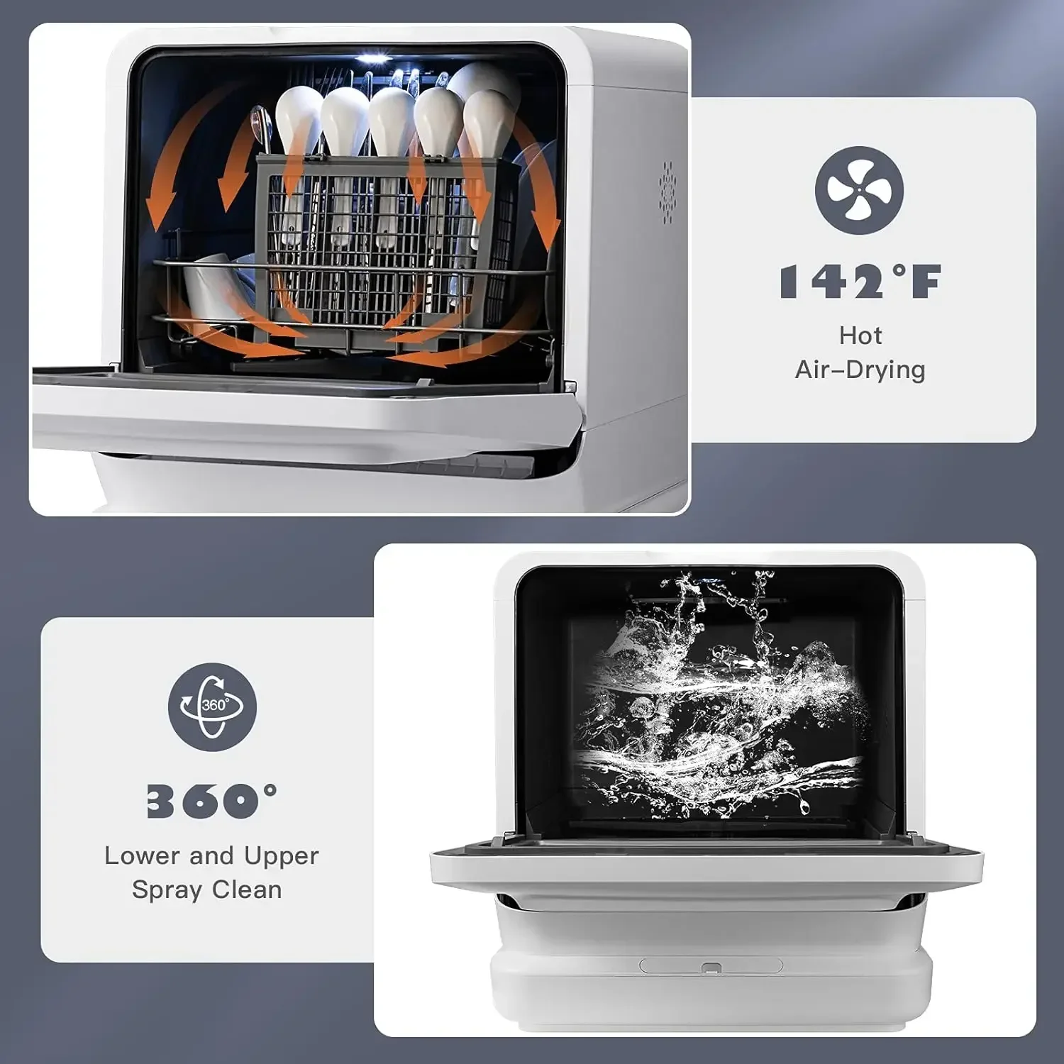 Портативная настольная посудомоечная машина COSTWAY компактная со встроенным