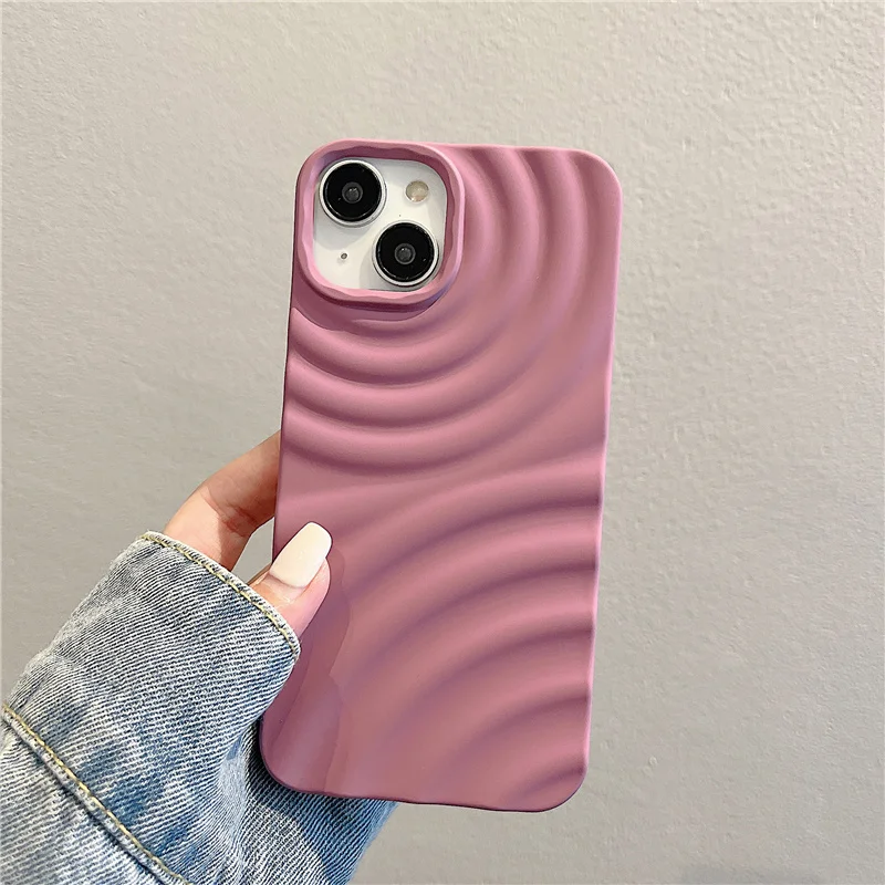 

Ins Matte Water Ripples Shockproof Phone Case For iPhone 14 13 12 11 Pro Max XS XR X 14 Plus 3D Soft Silicone Back Cover