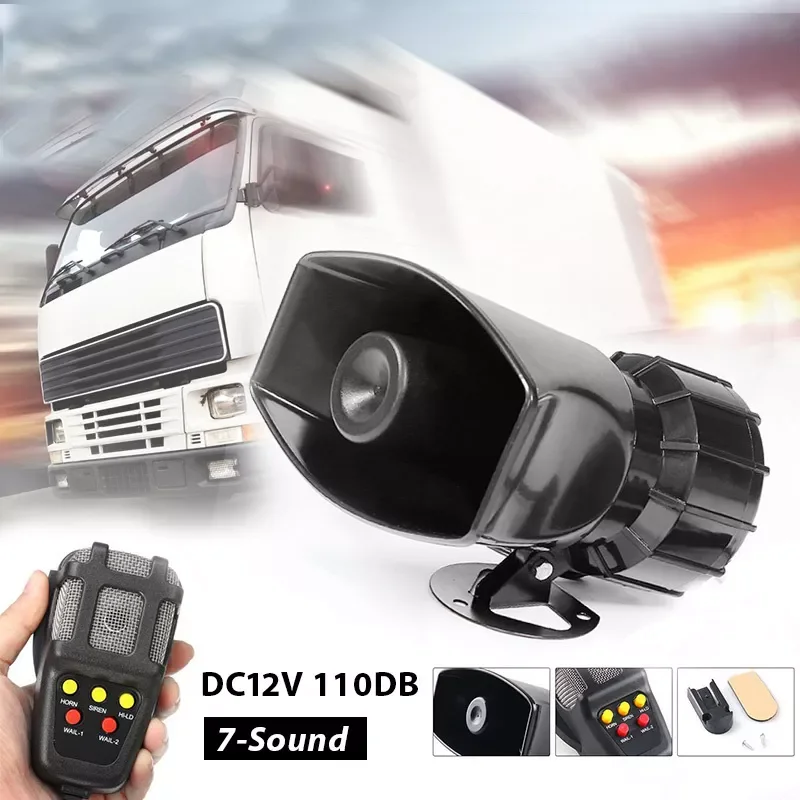 

Loud Car Warning Alarm Police Fire Siren Air Bugle PA Speaker 12V Siren Air Horn Megaphone Car Horn 110DB