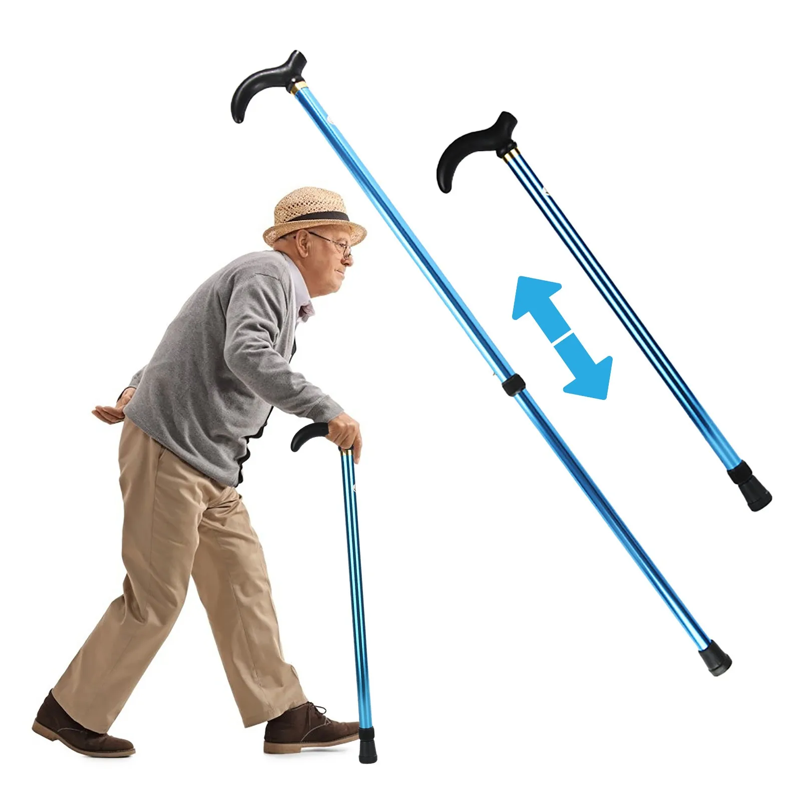 

Aluminum Alloy Two- Telescopic Non-slip Walking Stick For The Elderly