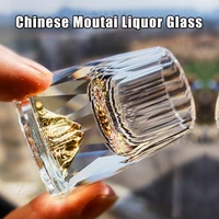 luxury crystal glass vodka glass sake shochu glass bar bullet glass liqueur double bottom gold foil glass tea cup high end gifts