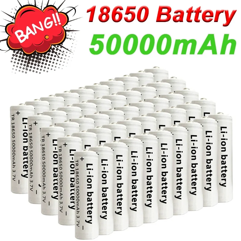 Hot New High Quality 1-10 PCS 50000mAh 18650 Battery 3.7V Rechargeable Li-Ion Battery For LED Flashlight for Electronic Gadgets