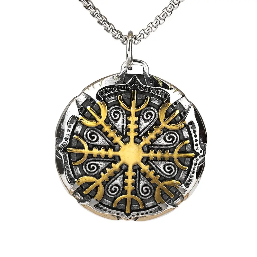 

Ювелирное изделие викингов, двухстороннее ожерелье с рунами и компасом, кулон из нержавеющей стали, модная одежда с праздничными подарками