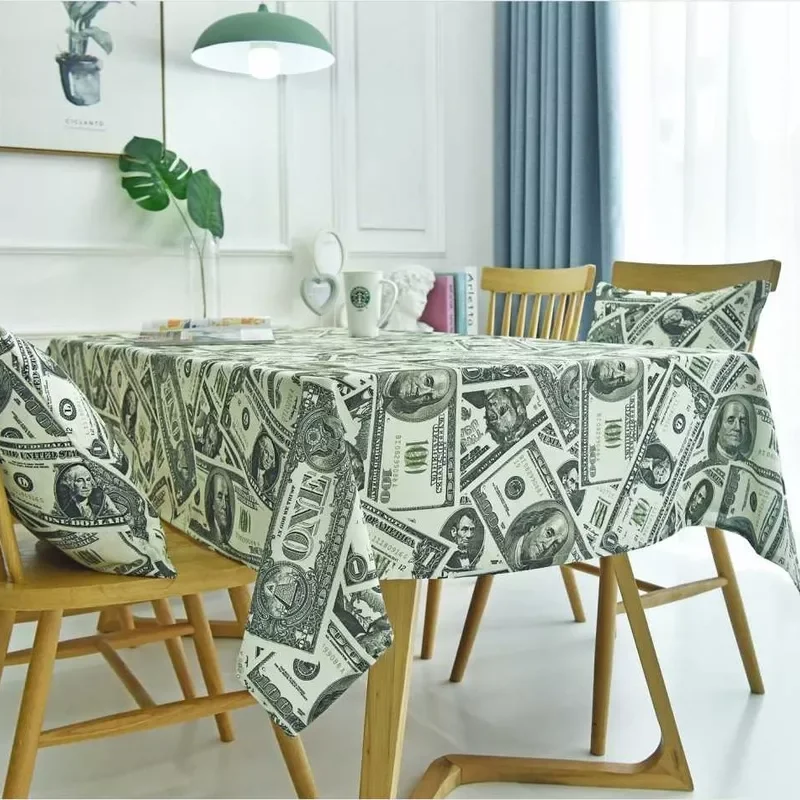 

Money Pattern Tablecloth Waterproof Rectangular Tablecloth Kitchen Wedding Banquet Restaurant Party Tablecloth Decoration Tapete